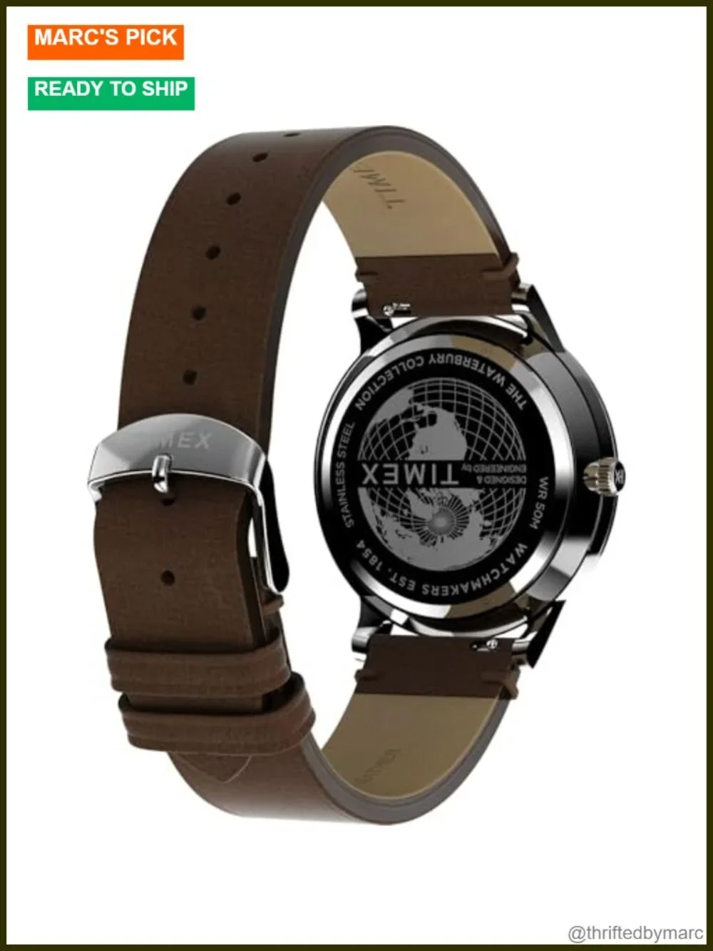 40mm Stainless Steel Quartz Wrist Watch - Leather Strap